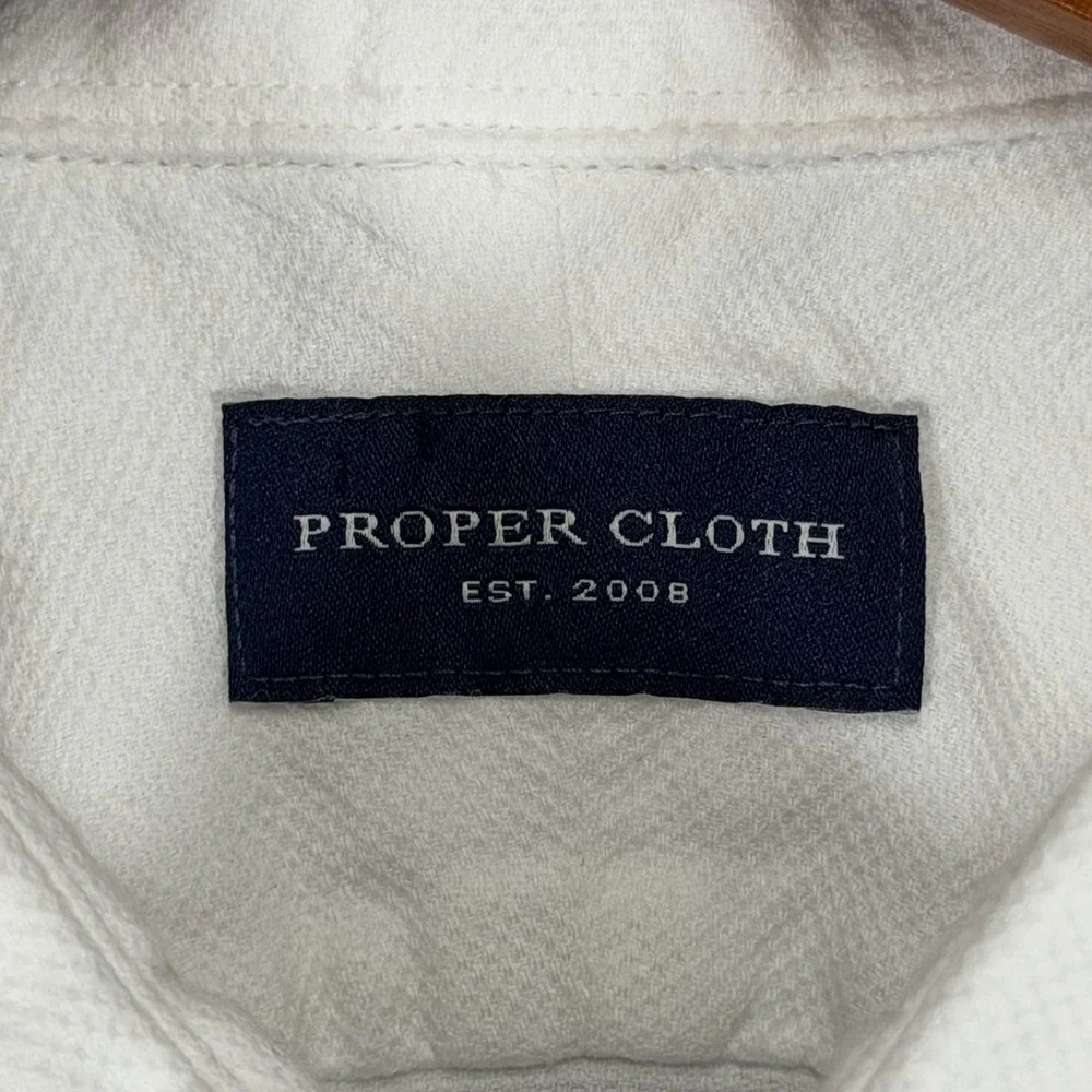 Proper Cloth Shirt Mens XL White 100% Cotton Short Sleeve Button Up - Picture 3 of 7